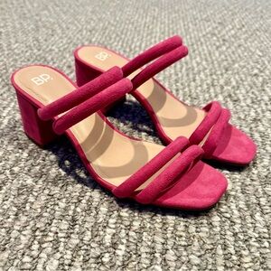BP Fuchsia Strappy Block Heel Sandals
